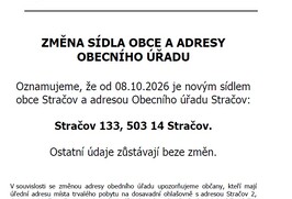ZMĚNA SÍDLA OBCE A ADRESY OBECNÍHO ÚŘADU