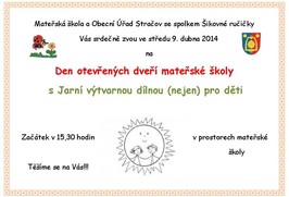 Den otevřených dveří a Jarní dílna v MŠ Stračov 9.4.2014
