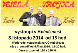 Veselá trojka Pavla Kršky v Hněvčevsi 8.11.2014