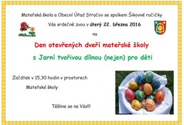 Den otevřených dveří mateřské školy s Jarní tvořivou dílnou (nejen) pro děti